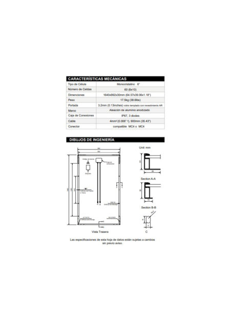 Panel Solar AS-6M30 300W - 340W - Imagen 4